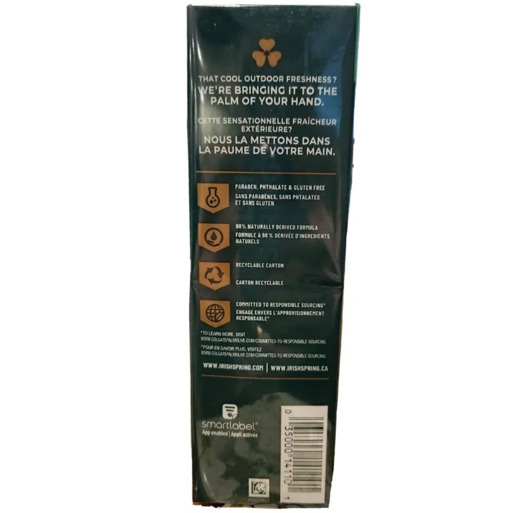 Irish Spring Original Clean 12 Hr Deodorant Soap Flaxseed Oil 8 PK 3.75 OZ Bars